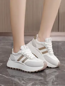 Women's Casual Sports Shoes, Skateboarding Sneakers, Road Running Shoes, Low Top Sneaker, Lace Up Sneakers, Thick Sole Height Increase, Thick Soled Sneakers, Breathable Mesh, Party Shoes, Breathable Athletic Sneakers