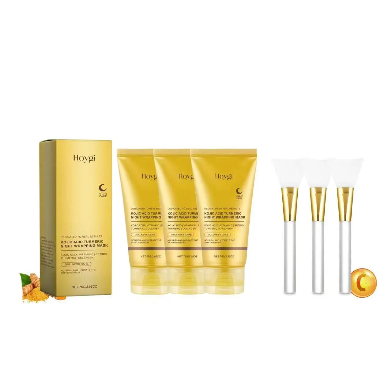3PCS Collagen Overnight Face Masks with Brush - All Skin Nourishing Moisturizing Skincare Treatment