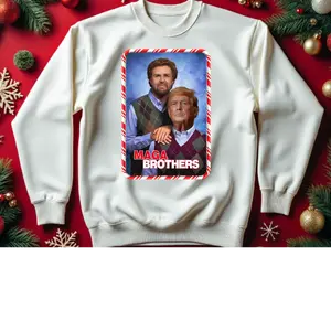 Socialism Sucks Donald Trump JD Vance 2024 MAGA Brothers Ugly Christmas Sweater, Make America Great Again White Sweater for 2024 Ugly Christmas Party