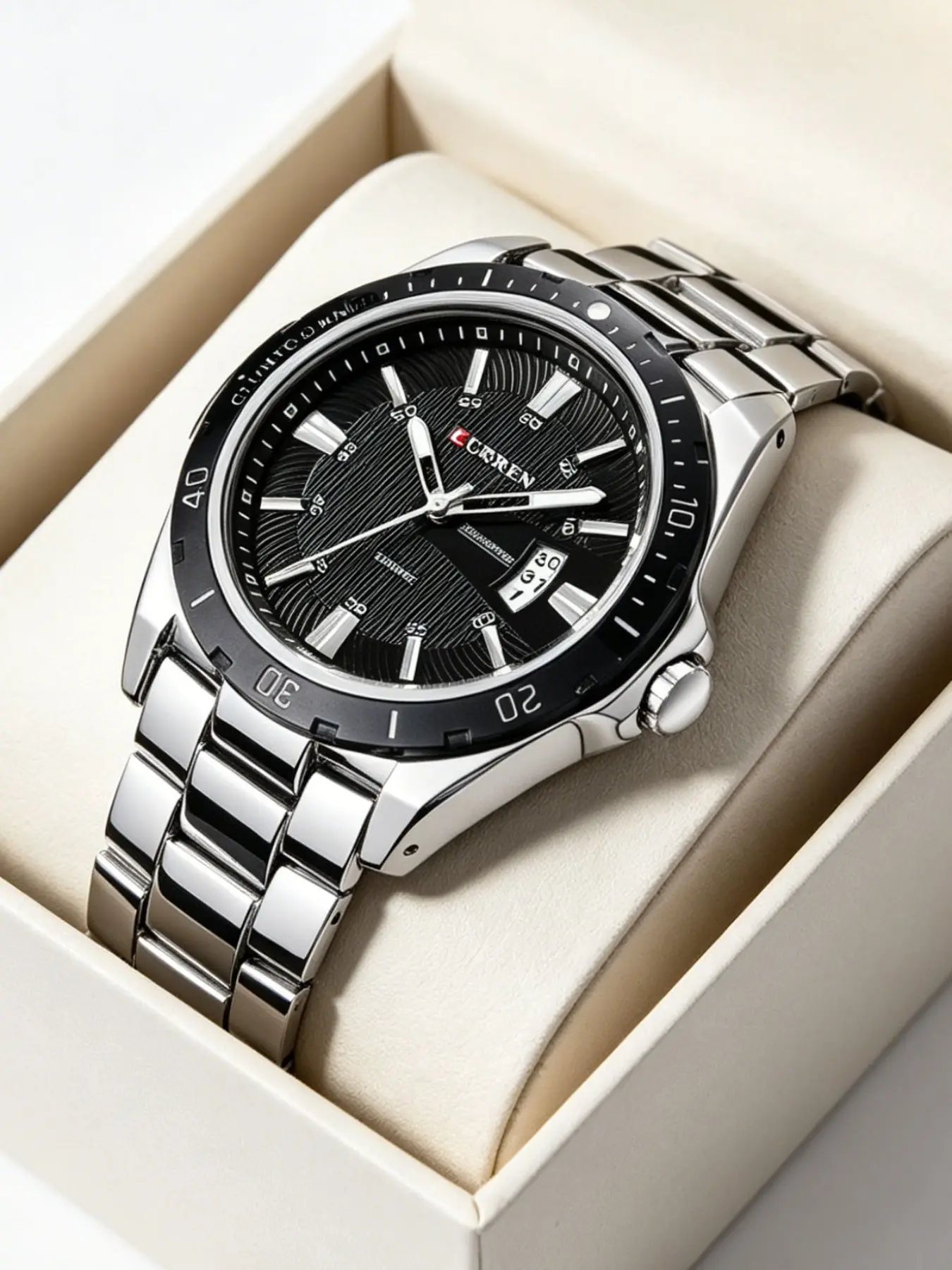 Men's Waterproof Calendar Watch, Personalized Fashionable Quartz Business Watch, Round Analog Face, Alloy Case, All Seasons