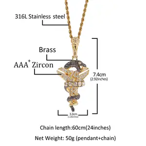 Hip Hop New Black Mamba Venom Cross Pendant Necklace Trendy Men's Basketball Fan Versatile Accessory Jewelry