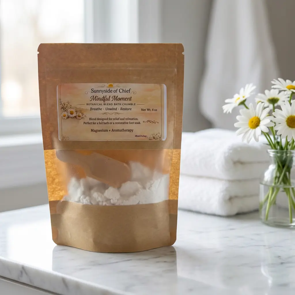 Mindful Moment Luxury Bath Crumble | Magnesium + Aromatherapy Soak | Breathe • Unwind • Restore | Calm Fizz Reset
