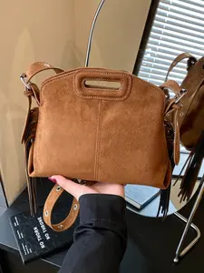 Fashionable Fringe Suede Bucket Bag, Versatile High-End Commuter Shoulder Bag for Women, Ideal for Daily Use