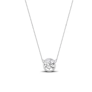 Vernal Bezel Set Moissanite Solitaire Necklace