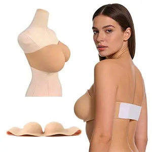 Realistic silicone breast implants, ultra-soft and skin-friendly, secured with Velcro, reusable, post-operative breast reconstruction bra accessory, elastic and stretchable, 32–60cm, boost confidence, available in medium and large sizes.