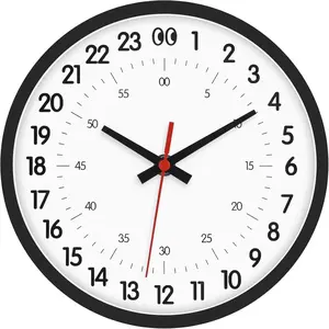 JoFomp 24 Hour Wall Clocks Battery Operated, 8 Inch Small Wall Clocks for Living Room Decor, Modern Wall Clock for Bedroom, Analog Military Time Clock with Second Hand, Kitchen Wall Clock Decorative