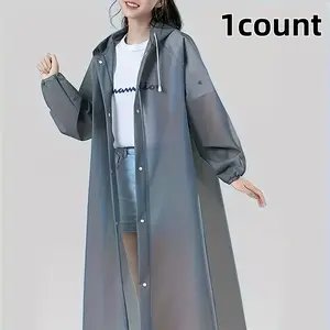 High-Quality Eva Raincoat for Adults, Windproof Full-Body Jacket with Hat, Transparent Design, Elastic Sleeves, Ideal for Outdoor Activities