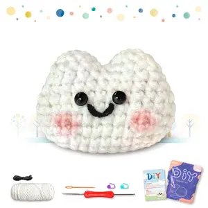 Cute Cat Design Crochet Kit, 1 Set DIY Crochet Kit with Step-by-step Video Tutorial, DIY Woven Craft for Beginners