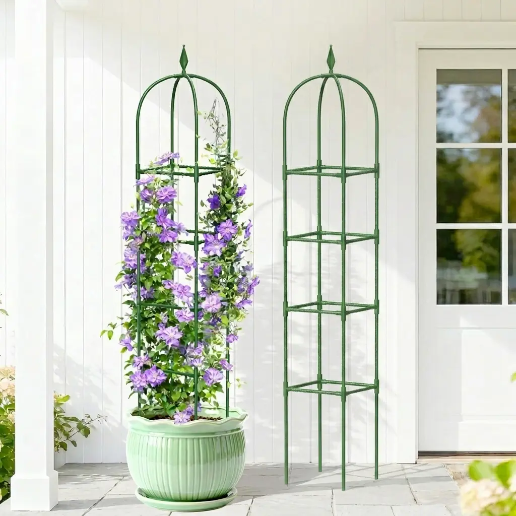 trellis with planter Outsunny Galvanized Raised Garden Bed Planter Box with Trellis for Climbing Plants, Vegetable, Vines, 43