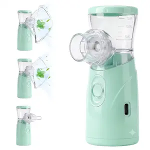 Mint Green Portable Handheld Mesh Atomizer - Type-C Rechargeable, Ultra-Fine Cool Mist Inhaler for Kids & Adults, Whisper-Quiet Personal Humidifier for Home & Travel