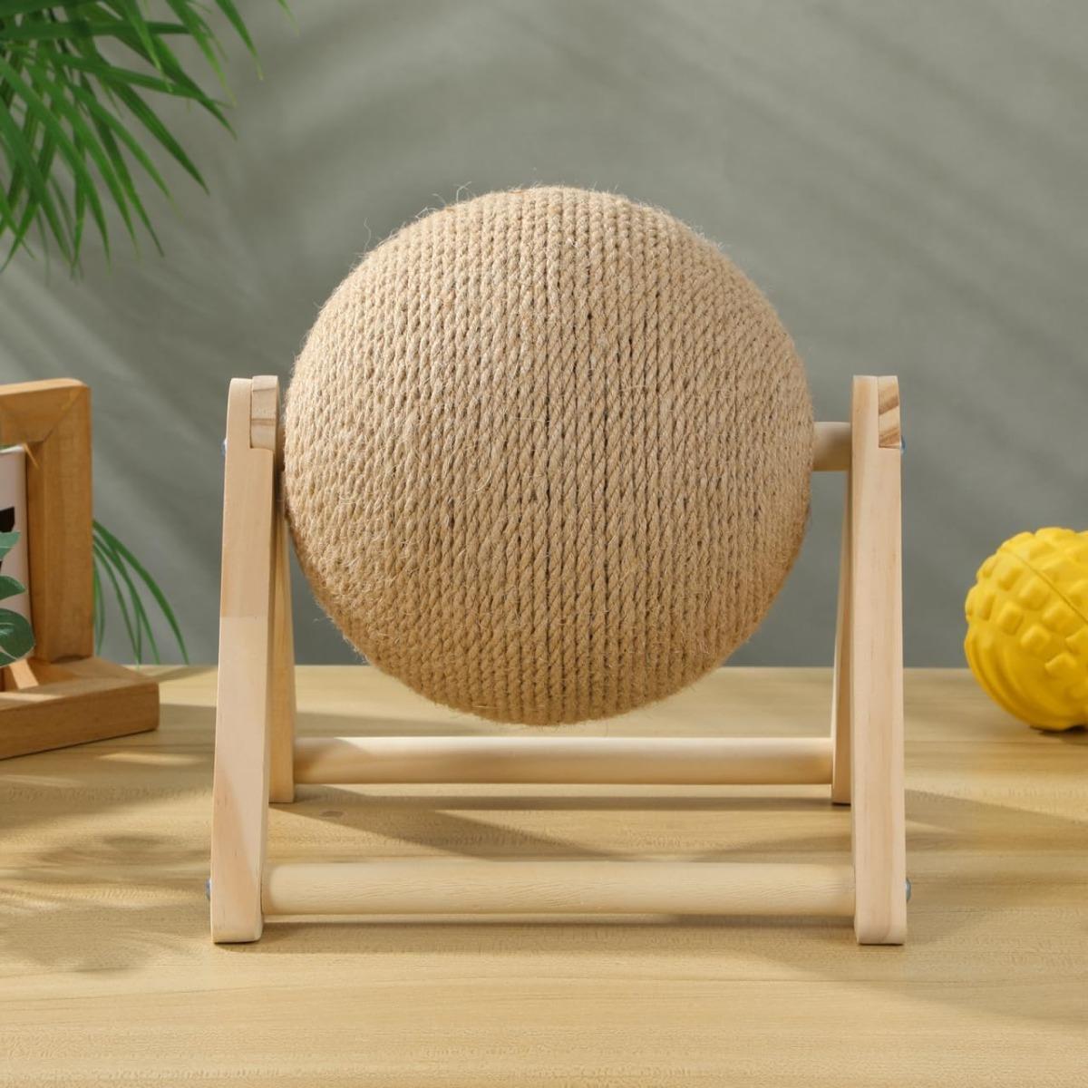 Sisal Cat Scratch Ball Toy Self Play Interactive Cat Scratcher for Indoor Cat Kitten Wear Resistant Avoid Mess