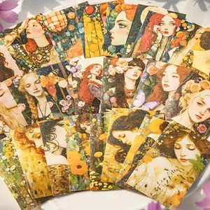 Beautiful Flower Girl Goddess Series Vintage Material Sticker Book Set of 4, Retro Style Decorative Stickers, Floral Pattern Sticker, Sticker Cards