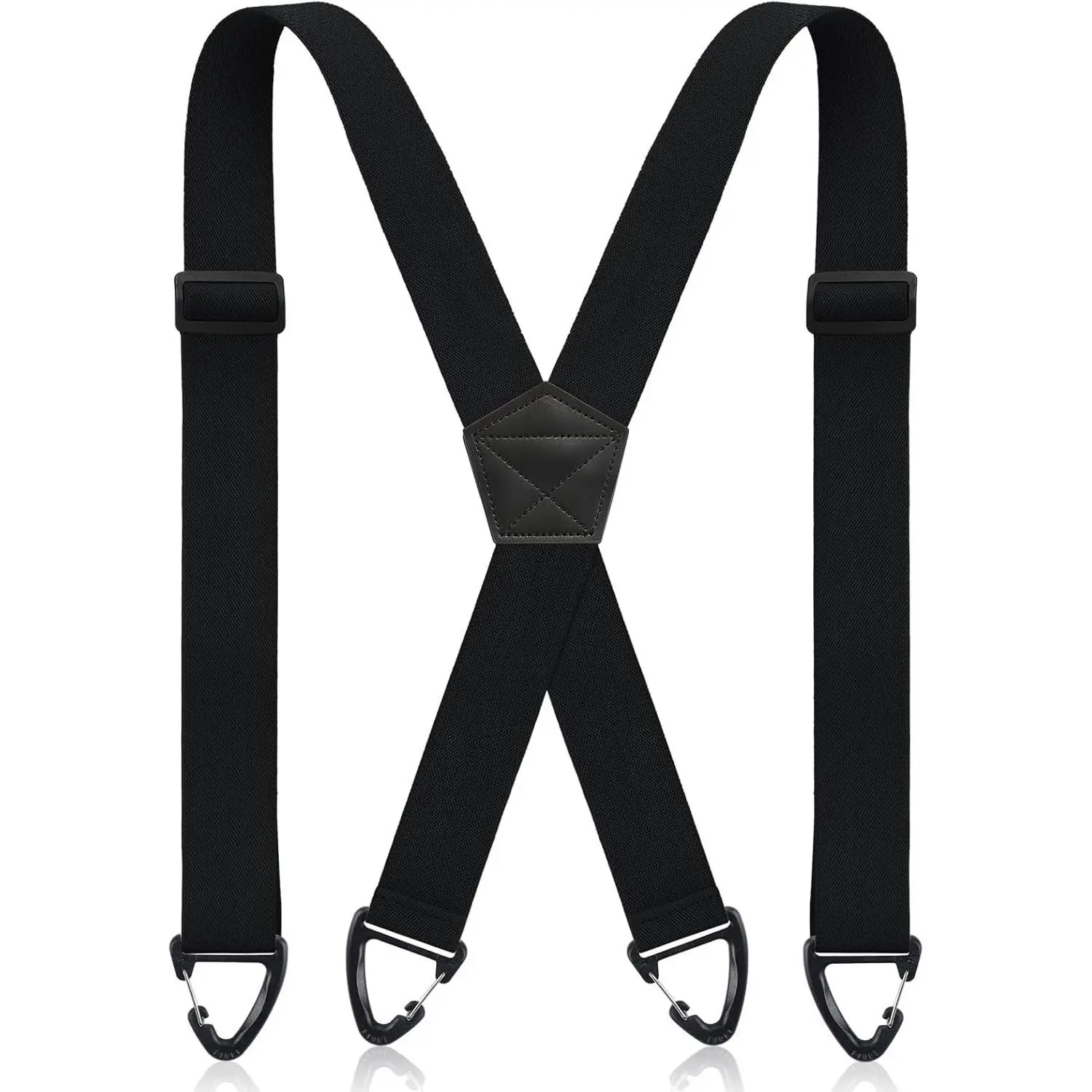Men's Invisible Hidden Suspenders for Work Accessories, X-Back Heavy Duty 1.5 in Elastic Straps, Adjustable Harness Back Belts, Safety Harness Hook Back Belts with Loop Hooks, Airport Friendly, Prevents Straps from Slipping, Black