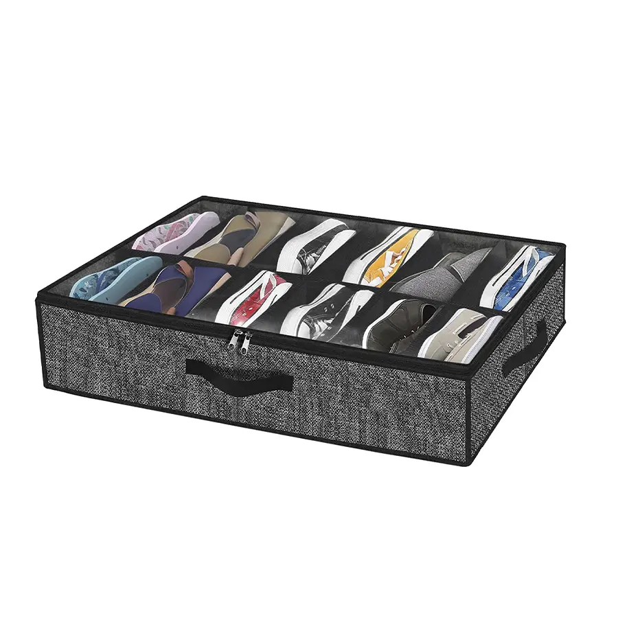Under-Bed Shoe Storage Bag, Holds 24 Pairs, Transparent Window, Breathable Design, Dimensions 29.5x23.6x5.9 Inches, Living Room Solution