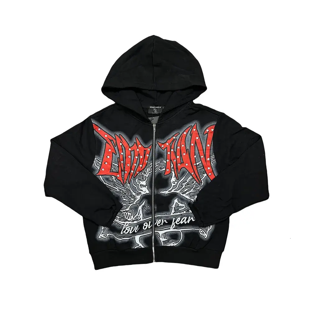 Mixed Emotions Graffiti Rhinestone Hoodie Black