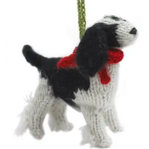 Spaniel Dog Hand Knit Christmas Ornament