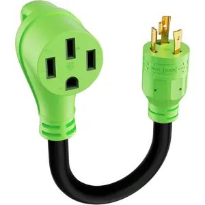 30 Amp to 50 Amp RV Generator Adapter Cord, NEMA L5-30P Twist Lock Male Plug to NEMA 14-50R Female Receptacle with Handle, STW, 10AWG, Electrical Power Cord for Generator to RV Trailer Camper, 1FT