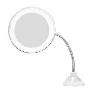 VOCOSTE 10X Lighted Magnifying Mirror with Flexible Tube Suction Cup Makeup Mirror with Lights, White