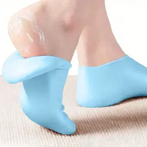 Women's Blue Silicone Socks, Aloe Vera Gel Moisturizing Socks for Foot Therapy, Repair Dry Feet, Cracked Heels, Soften Rough Skin, Elastic Socks