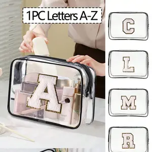 Transparent PVC Portable Storage Bag, Large Capacity Cosmetic Organizer, Waterproof Zipper Travel Toiletries Pouch, Holiday Gift for Women