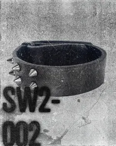 SW2-002 / Brown Leather 2-Ring Spiked Bracelet