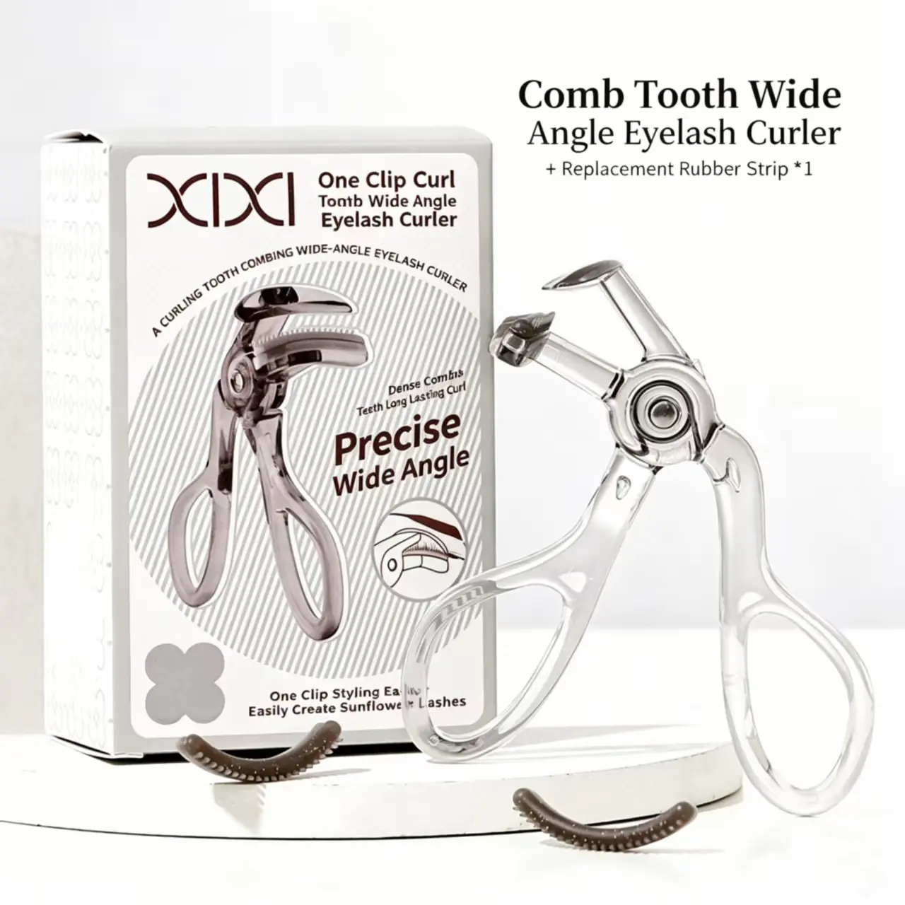 Frameless 2-in-1 Comb-Tooth Design Portable High Eyelash Curler Pad - Wide Angle Beauty Tool, Ergonomic Handle, Easy Hold, Lifts Lashes, Long-Lasting Hold, Ideal Valentine's Day Gift for Party Makeup, Date Needs