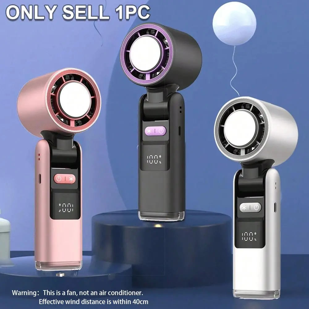 K801 Ice Compress Handheld Fan, Portable Fans Rechargeable, 199 Speeds Digital Display Portable Foldable Turbo Cooling Fan with Night Light for Outdoor Travel USB Charging Fan Foldable Rechargeable Fan