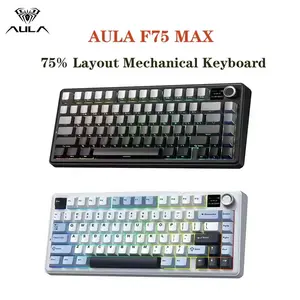 Aula F75 MAX Wireless Mechanical Keyboard With TFT Screen And Knobs 75% Layout Pad Gaming Keyboard Hot Swappable RGB Backlight Suitable For PC/Mac/Linux gaming  keyboard