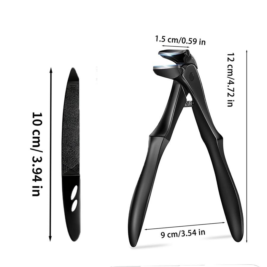 2 Piece Long Handle Curved Nail Clippers Set, Suitable for Seniors with Curved Nails, Ergonomically Designed Long Handle for Thick Nails, Large Opening, Nail Debris Splash Proof Design