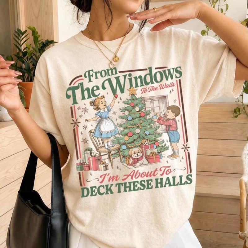 Comfort Colors Deck These Halls T-Shirt, Funny Retro Vintage Holiday Tee, Christmas Party Tshirt, Cozy Winter Gift