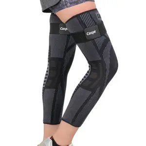 Caspe Full Leg Compression Sleeve with Adjustable Strap – Long Compression Support for Men & Women, Non-Slip Thigh-to-Calf Sleeve for Sports & Workouts
