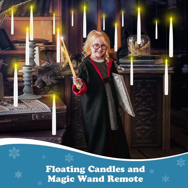 Flameless Candles with Magic Wand Remote for Christmas Decor, 6.6" Floating Candles Battery Operated Hanging Window Candles, Flickering Electric LED Candle for Christmas Halloween Decorations Flameless Candles with Magic Wand Remote for Christmas Decor, 6.6" Floating Candles Battery Operated Hanging Window Candles, Flickering Electric LED Candle for Christmas Halloween Decorations