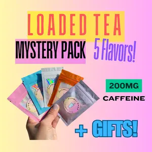 Loaded Tea - GlowLi MYSTERY - Pack of 5 Flavored 200 MG Caffeine Loaded Tea Drink Mix -  nutritional teas - vitamin energy powder - sugar free +++ GIFTS!