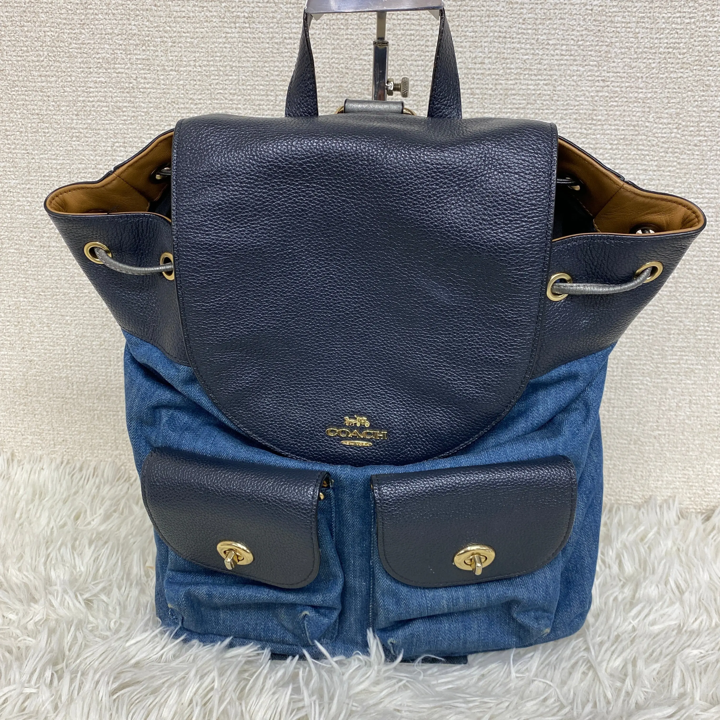 Pre-owned Cotton Mini bags Coach Navy Backpacks A 18784