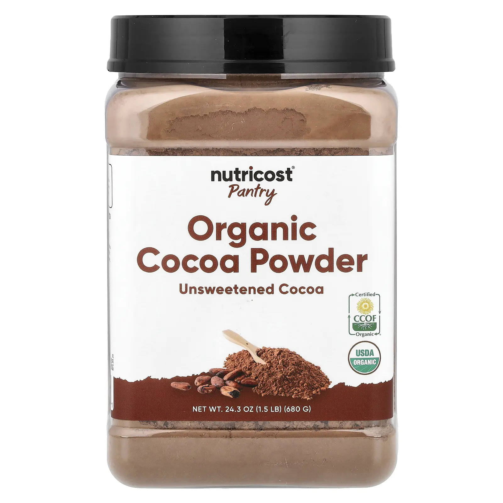 Nutricost Pantry, Organic Cocoa Powder, Unsweetened, 24.3 oz (680 g)