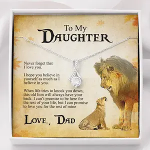 Lion to My Daughter Necklace - Never Forget That I Love You - Believe in Yourself - Meaningful Gift for Birthday, Graduation - Elegant Design - High-Quality Materials - Unique Jewelry for TikTok Shop - Inspirational and Sentimental Accessory