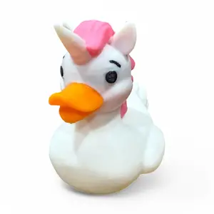 Unicorn Duck – 3D-Printed Fantasy Duck with Horn, Mane & Magical Charm
