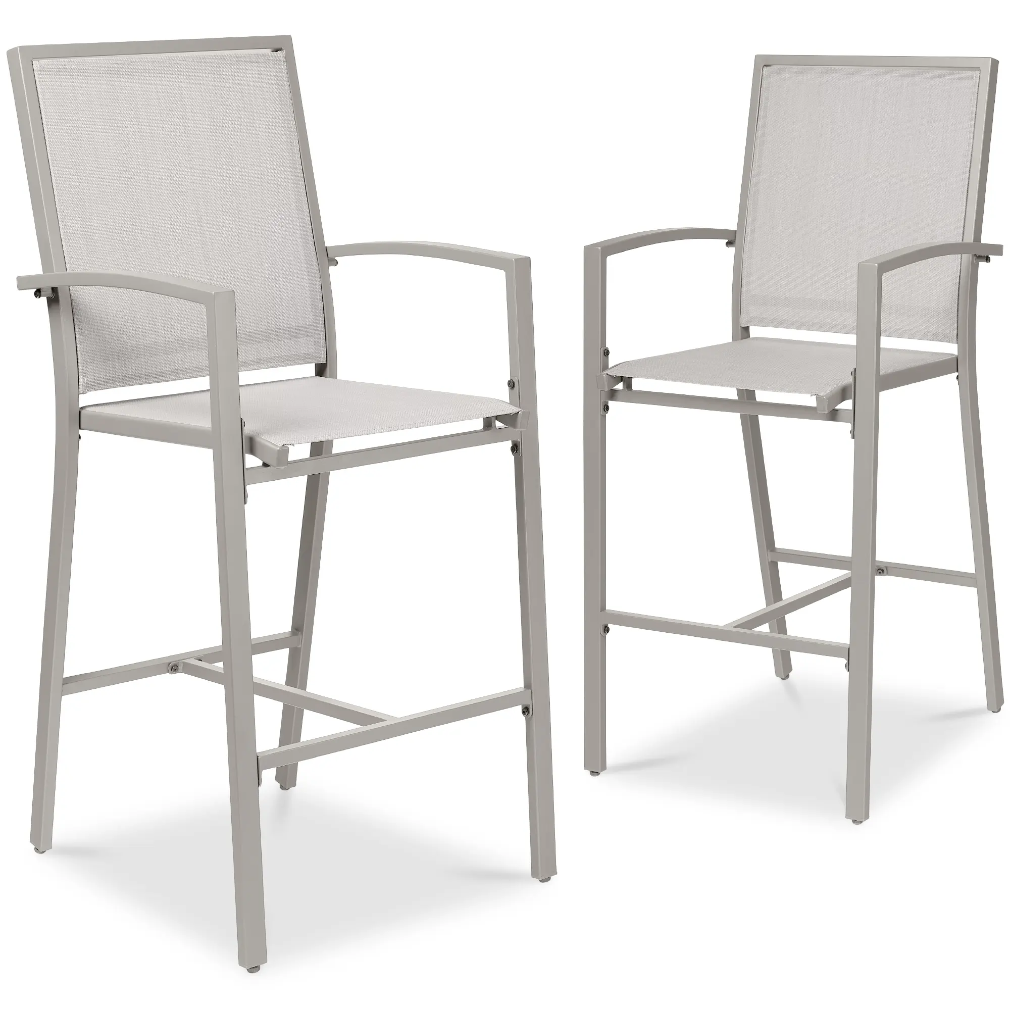 Best Choice Products Outdoor Barstools Set of 2, Bar Height Patio Chairs w/ All-Weather Mesh