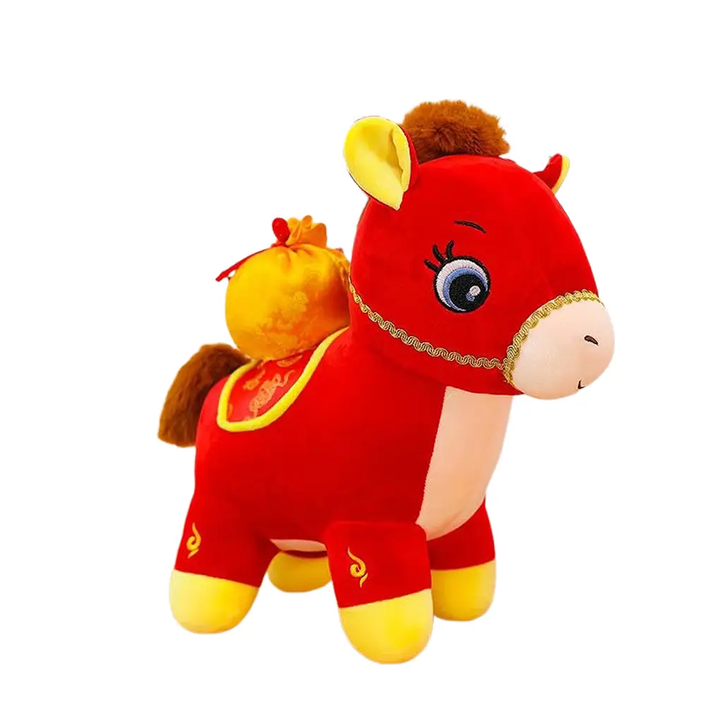 Lucky Red Horse Plush Toy – 30 cm Feng Shui stuffed animal, cute “Horse Brings Wealth” mascot for Lunar New Year and home decor