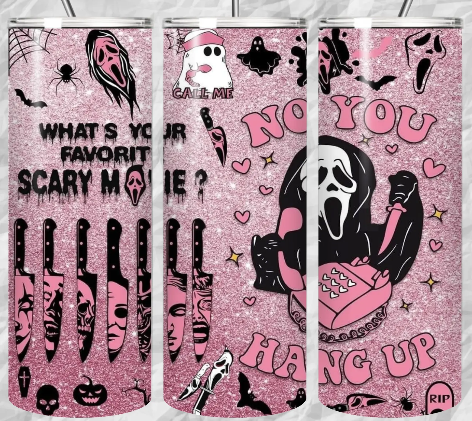 20oz ghostface tumbler with straw Drinkware
