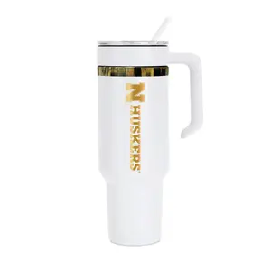 48oz Nebraska Cornhuskers Gold Anodized White Tumbler
