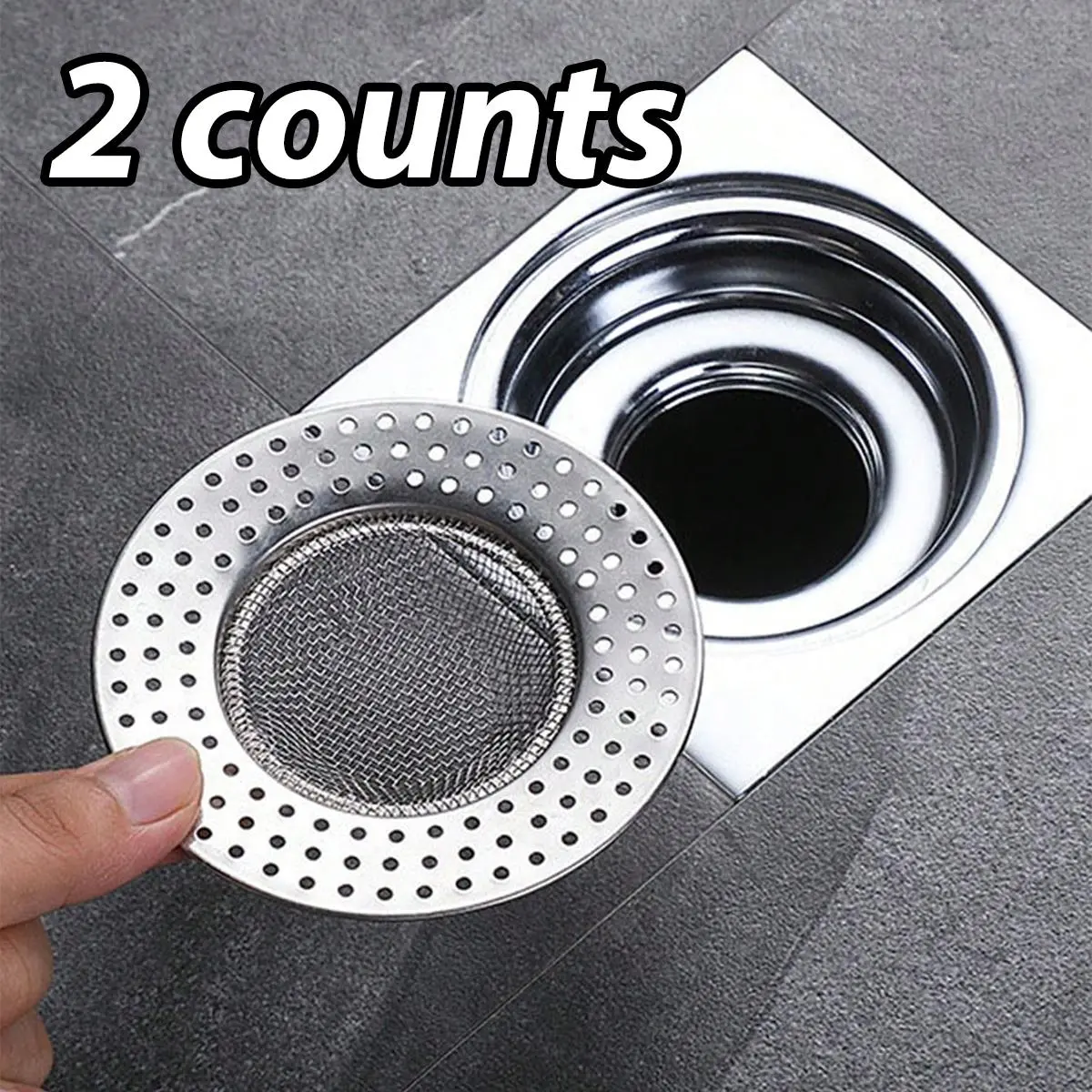 Sink Drain Cover, 2 Counts Stainless Steel Sink Drain Cover, Anti-clogging Sink Strainer, Bathroom Accessories, Kitchen Sink Strainer, Drain Protector, Bathroom Gadgets