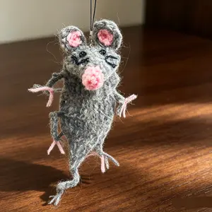 Cozy Crochet Mouse Keychain, Cute Plush Doll Bag & Home Decor Ornament