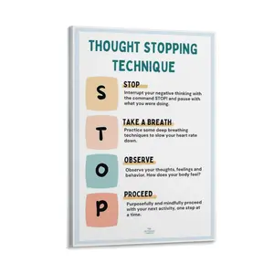 Thought Stopping Technique Mental Health Awareness Posters Canvas Poster Bedroom Decor Sports Landscape Office Room Decor Gift Frames Ornaments Frame-.
