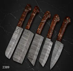 Handmade Damascus Kitchen Knife Set (5 PCS) – Premium Chef Collection