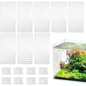 8 Pack Transparent Acrylic Tank Lid with Clips Aquarium Lid Hood Fish Tank Top Cover Breeder Tank Acrylic Grid Panel Aquarium Cover Lid