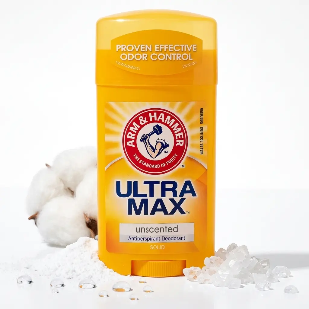 Arm & Hammer Ultra Max Unscented Deodorant (2.6 oz) Proven Effective Odor Control Solid Stick - Fragrance Free Sweat Protection Baking Soda Formula Long Lasting Sensitive Skin Deodorant