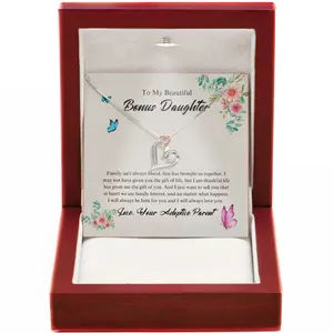 Adopted Daughter Necklace Heartfelt Jewelry Gift Featuring Inspirational Quotes About Family And Love Beyond DNA For Holidays, Heart Love