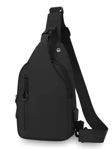 Men's Multifunctional Chest Bag with USB Charging Port, Lightweight Shoulder Bag, Waist Bags, Large Capacity Waterproof Waist Pack, Zipper Fanny Pack, Waterproof Belt Bag for Commuting