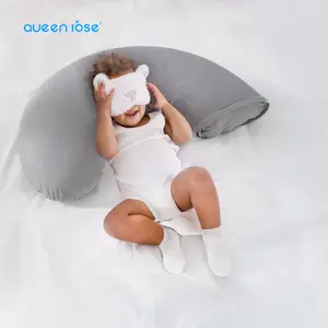 Queen Rose Classic E-Shaped Plus Maternity Pillow with Removable Head Pillow for Summer Use Convertible E-F Shape Silky Jersey Cover Medium Soft Temperature Regulating